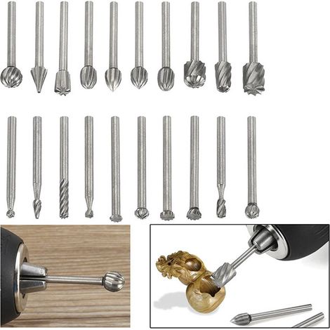 Set mit 20 Rotationsfräsern aus HSS zum Entgraten, Gravieren und Schärfen – Präzisionsschleifwerkzeug-Set (1/5)