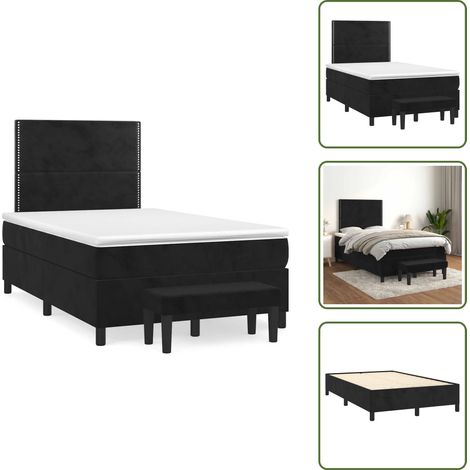 Letto in velluto - vidaXL Giroletto a Molle con Materasso Nero 120x190 cm in Velluto - Letto con materasso a molle insacchettate