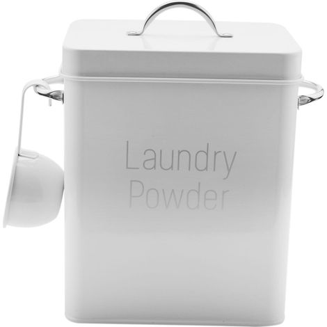 Boîte de rangement pour lessive en poudre 5 l avec dosette blanche. (1/5)