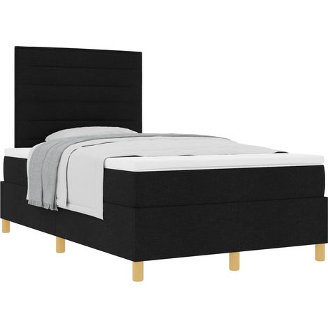Maison Exclusive - Lit à ressorts avec matelas Noir 120 x 190 cm tissu (1/5)