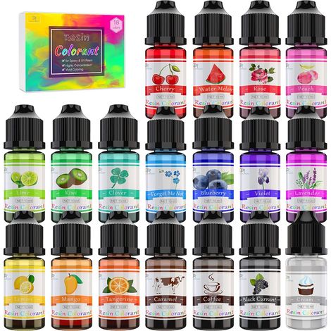 18 Colorant Résine époxy, Colorant Résine UV - Pigment Résine époxy UV Liquide Transparente pour Coloration de Résine, Fabrication Artisanale - Colorant de époxy pour Peinture, Artisanat - 10ml Chacun (1/5)
