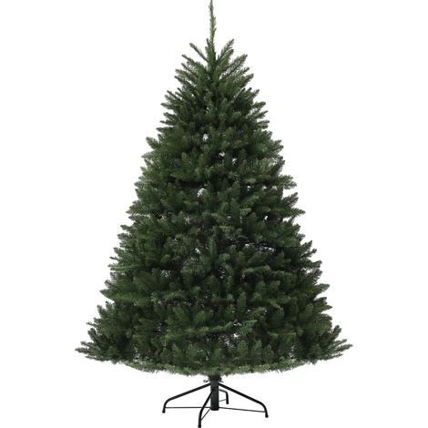 Sapin de Noël artificiel de 195 cm avec 1838 branches et base en acier pour intérieur, vert (1/5)