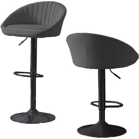Tabouret de bar Stillo, gris, tissu velours (1/5)