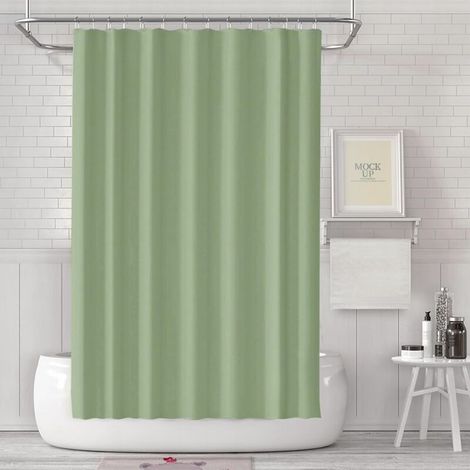 CCYKXAA 183 x 183 cm Grüner, schimmelresistenter Duschvorhang – wasserdichtes und waschbares Polyester-Baumwoll-Gewebe (1/4)