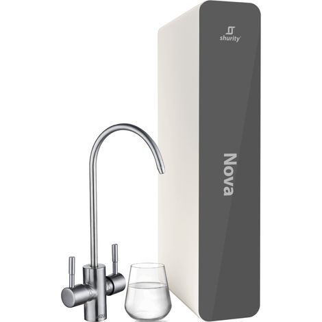 Shurity Nova Basic Depuratore acqua con Ultrafiltrazione Sottolavello - 2 vie, Liscia/Gassata Kit completo di Rubinetto, bombola e riduttore per gasatura