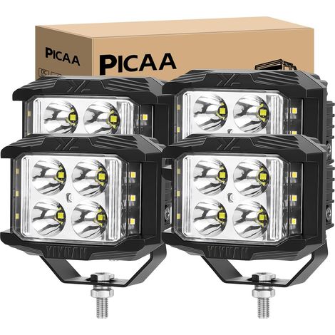 Phare de Travail LED, 4PCS 4 Pouces 35W Blanc Projecteur LED Lumière de Travail,IP67 étanche,Tireur latéral,Spot/Flood Combo,Hors Route pour Camion ATV SUV Voiture Bateau,12V 24V (1/5)