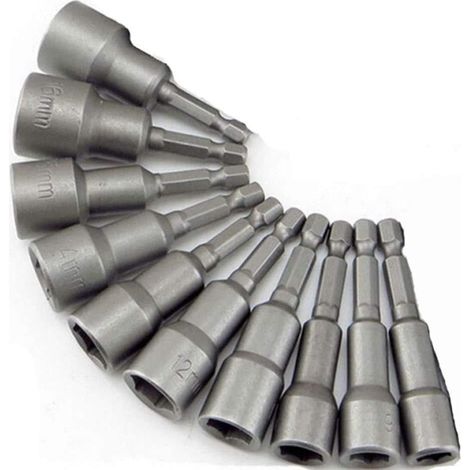 10 piezas de destornillador de vaso magnético: punta magnética para destornillador de impacto de 6 a 19 mm, adaptador de punta de vaso hexagonal de 1,4"
