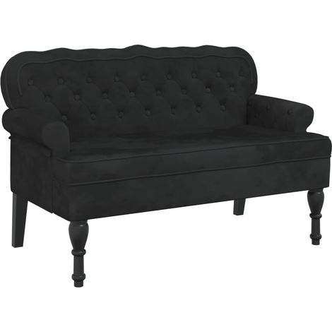Panca divano panca con schienale imbottito 119,5 x 64,5 x 75 cm in velluto nero DEC024656