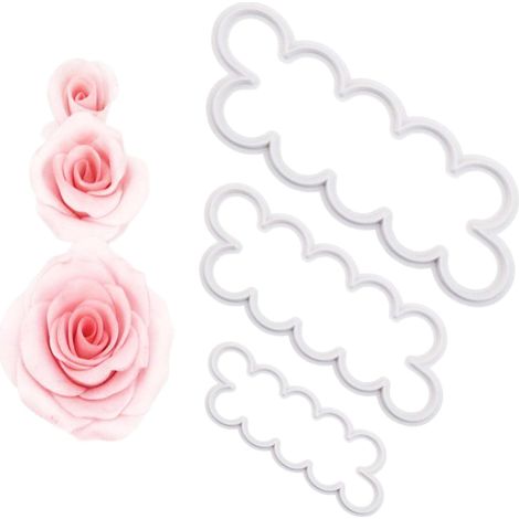 3er Rose Cutter Fondant Blumen Ausstecher Kuchenform Kuchen Form Backen Tortendeko Modellierwerkzeug Verschiedene Größen Formrahmen Tool