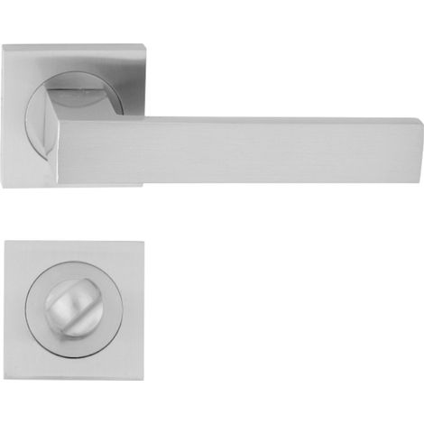 DOMINO Poignée de porte QUBIK-QR M6 WC Poignée avec rosace WC Chromé brillant (1/5)