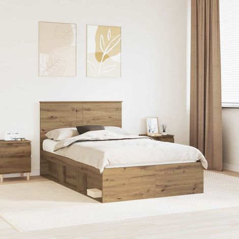 Cadre de lit-Structure de lit Chêne artisan 120 x 200 cm Bois de pin massif 218648 (1/5)