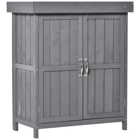 Abri à outils de jardin, Abri à outils de jardin de jardin, résistant aux intempéries, avec prateleiras de dois níveis, gris-escuro, 74x43x88 cm, meuble extérieur, design moderne