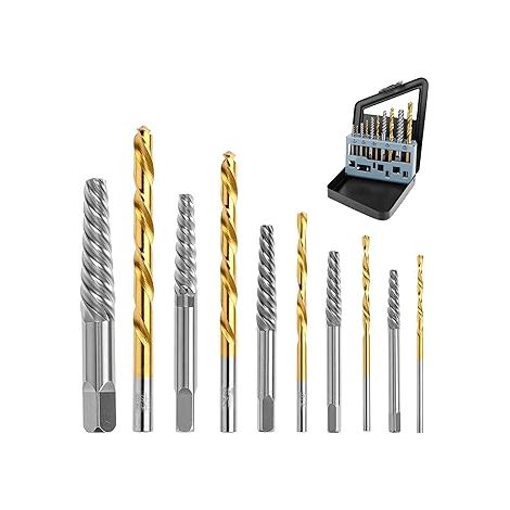 ® Lot de 10 Extracteurs de Vis et Forets à Gauche en Titane Forgé - Ensemble Professionnel pour Vis et Boulons Endommagés (1/5)