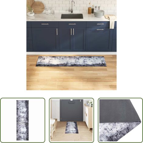 Samt Teppich - Küchen Teppich Grau 150 x 45 cm Samt (1/5)