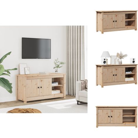 Meuble TV 103x36,5x52 cm Bois de pin massif - Meuble Tv - Meuble Téléviseur - Meuble Bois - Meuble Pin - Rangement (1/5)