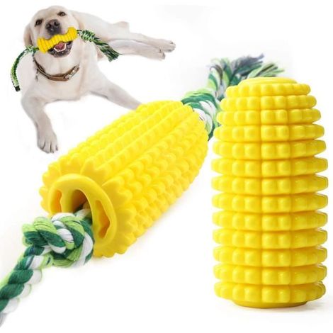 Jouet Chien,Jouet Chien Solide, Jouet à Mâcher pour Chien en Caoutchouc avec Corde, Brosse à Dents Chien en Forme Maïs (1/4)