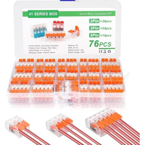 Connecteur Electrique,Compacts Rapide Cosses, Borne de Connexion, Entrées, Assortiment, pour 412, 413, 415 Câblage (1/5)