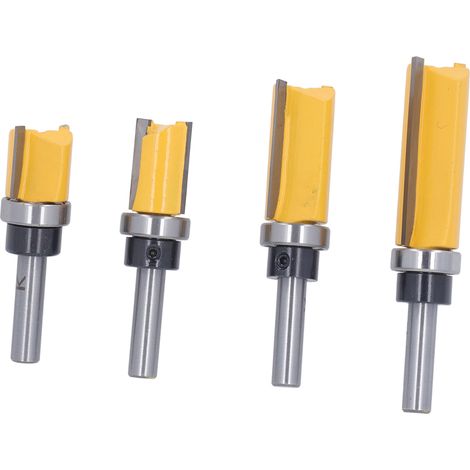 Lot de 4 fraises à affleurer à queue ronde de 8 mm pour le travail du bois (idéal pour le bricolage). (1/5)