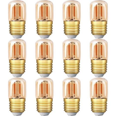 Ampoules tubulaires LED mini, 1 W, T28, culot à vis Edison, E27, 2 200 K, lumière jaune chaud, décoratives, non dimmables (verre (1/5)