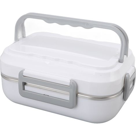 1,5-Liter-Lunchbox mit elektrischer Wärmeisolierung, geeignet für Auto und Zuhause, mit Edelstahl-Innenauskleidung, weiß, EU-Stecker 220 V (1/5)