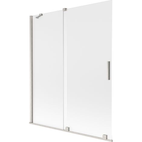 Mexen Velar Badewannenabtrennung 2-flügelig verschiebbar 140 x 150 cm, matt, gebürstetes Nickel - 896-140-000-31-97 (1/2)