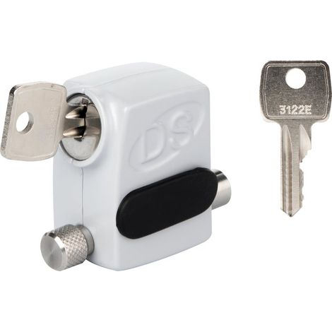 La Croisee Ds – Arrêt de vantail à clés – Pêne inox – Finition laquée gris aluminium – Fixation par vis Ø 5 – Livré avec 2 clés
