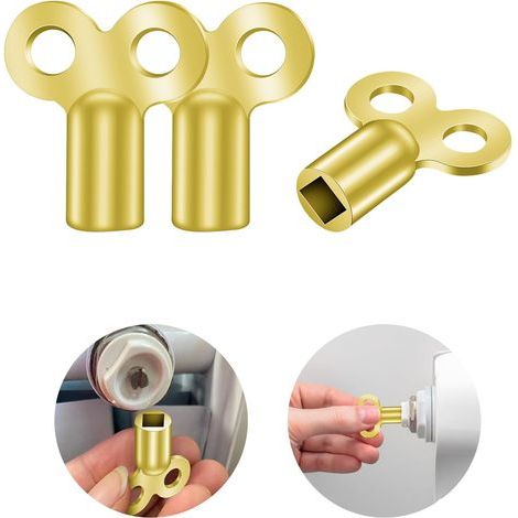 Set of 3 Universal Radiator Bleed Keys, Zinc Alloy, 5mm Square Hole, Central Heating (1/5)