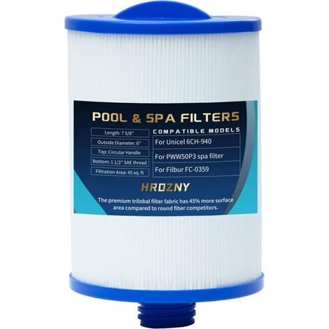 Spa Filter for Unicel 6CH-940 and PWW50P3 - Filter Cartridge Compatible with Viking Spa, Filbur FC-0359 - For Children's Pools and Acrylic Hot Tubs (1/5)