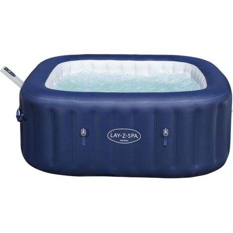 Bestway – Spa gonflable carré Lay-Z-Spa Hawaii 4 à 6 places – 140 jets AirJet – Chauffage jusqu'à 40°C – Technologie Freeze Shield