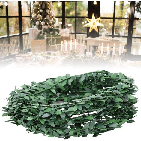 Guirlande de lierre verte de 7,5 m, artificiel fausse feuille pour décoration de fête de mariage, bandeau DIY (1/5)