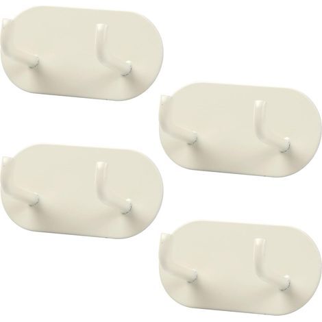 4-teiliges Set selbstklebender Wandhaken, Handtuchhalter aus Metall, Handtuchhalter aus Metall, Haken zum Anbringen ohne Bohren für Badezimmer, Schlafzimmer, Küche (Creme) (1/4)