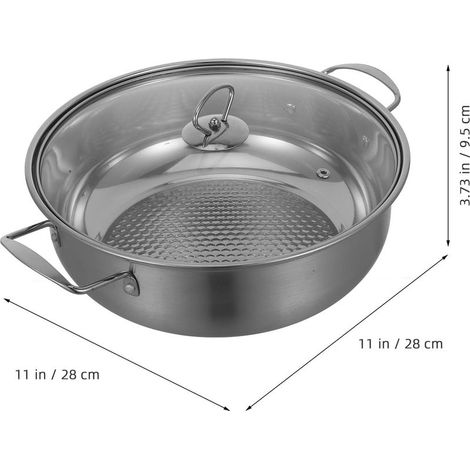 Marmite en acier inoxydable épais, 28 cm, avec poignées en acier, pour soupes et ragoûts