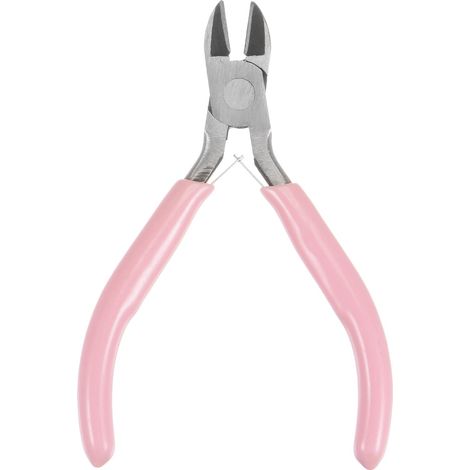 Coupe-fils diagonaux de 4,5 pouces — Pinces coupantes latérales de précision à manches en plastique rose, idéales pour le bricolage et la création de bijoux. (1/5)