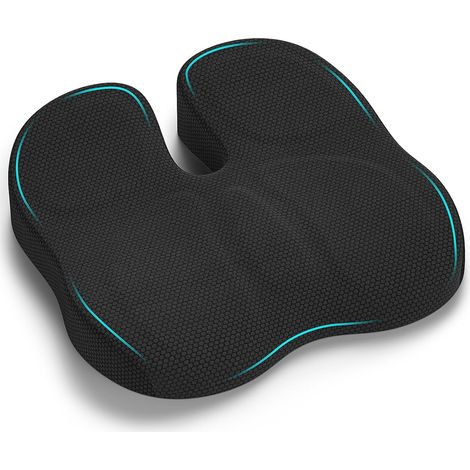 Coccyx Memory Foam Office Chair Cushion, Ergonomic Seat Cushion for Car Gaming Wheelchair, Seat Cushions for Pressure Relief (Black) (1/5)