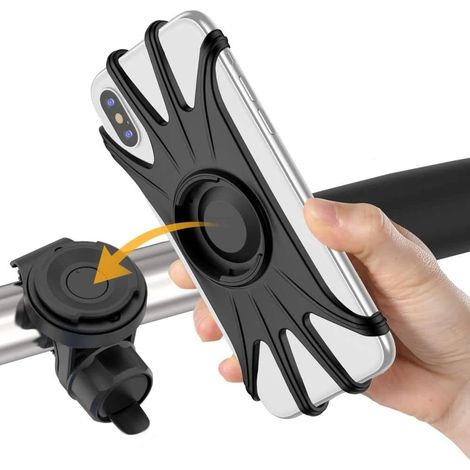 1 Support téléphone, silicone détachable, rotation 360°, universel 4-6,5 pouces, pour vélo moto (1/5)
