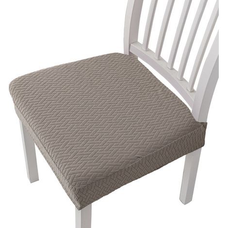 4 Pcs Removable and Washable Jacquard Dining Chair Cushion Cover - Taupe, solid colour stretch chair cover cover, hotel home dining chair cover (1/5)