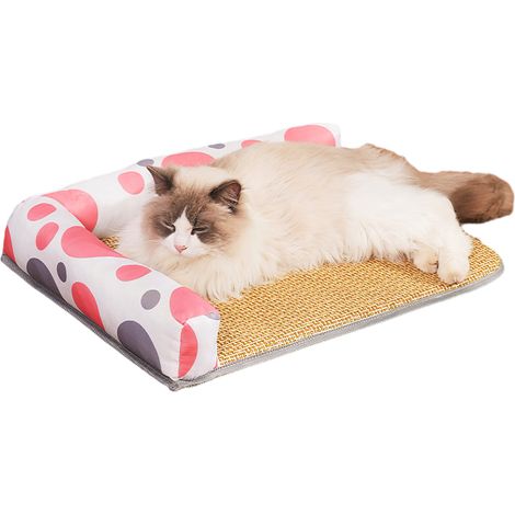 Tapis rafraîchissant d'été pour chien et chat, canapé-lit durable et confortable en rotin avec dessous antidérapant.