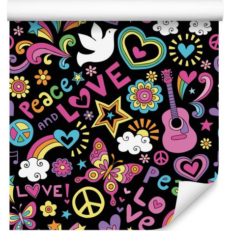 Papel pintado con estampado colorido para niñas, ideal para salón y dormitorio, 50x1000 cm. (1/5)