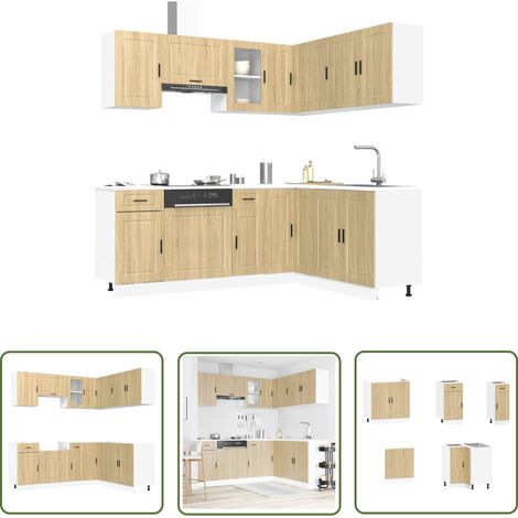 vidaXL Ensemble d'armoires de cuisine 11 pcs Porto bois d'ingénierie (1/5)