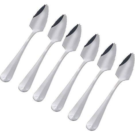 Ensemble de 6 cuillères à pamplemousse semi-dentelées en acier inoxydable - Style vintage - Idée cadeau pour la cuisine (1/5)