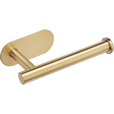 Toilettenpapierhalter (gebürstetes Messing), Wandhalterung für Toilettenpapier, Toilettenrollenhalter aus Edelstahl 304, selbstklebend, ohne Bohren, Einheitsgröße