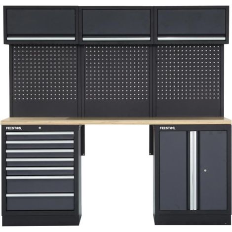 FEISTOS Werkstatteinrichtung Werkzeugschrank Apollo 8 Anthrazit/Schwarz 204x46x200 cm