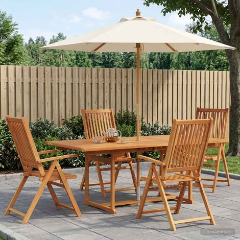 vidaXL Conjunto de comedor exterior con parasol 6 uds. 4 plaza (1/5)