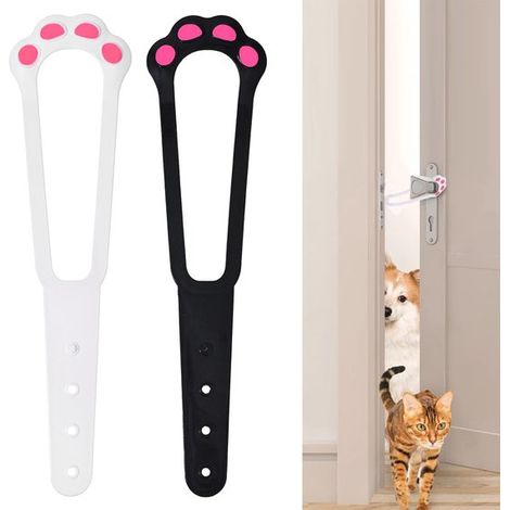 Bloque-porte pour chat – Support réglable sans perçage – Maintient la porte entrouverte pour chats et animaux – Favorise l'accès et la ventilation – Noir et blanc (1/5)