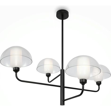 Suspension noire moderne – 4 dômes verre & opalin WINDER (1/4)