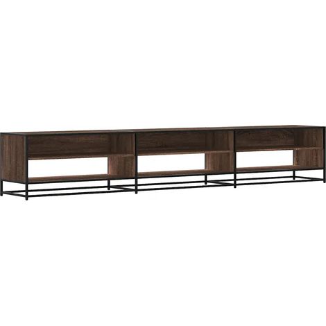 Meuble TV industriel avec grand espace de rangement 270 x 40 x 46 cm en bois d'ingénierie chêne marron