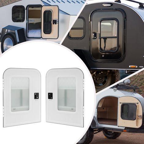 2x Wohnmobil Eingangstüren 660x914mm, Aluminium & Milchglas, Mit Schloss & 4 Schlüsseln, Weiß, Links & Rechts (1/5)