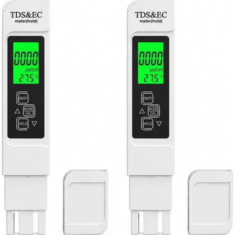 Testeur Eau Potable Numérique 4 en 1 TDS/EC/Température pH Mètre avec Écran LCD Rétroéclairé Moniteur de Qualité d'Eau pour Aquarium Piscine Hydroponie et Bassin (1/5)
