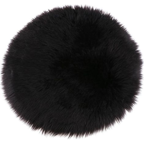 Peau De Mouton Doux Fausse Fourrure Tapis Tapis Petits Tapis Noir (1/5)