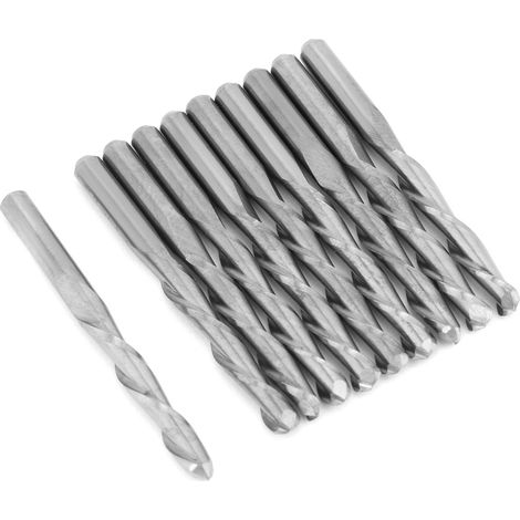 Lot de 10 fraises à spirale à 2 dents pour défonceuse CNC à bois, en tungstène, 3,175 x 22 mm (1/5)